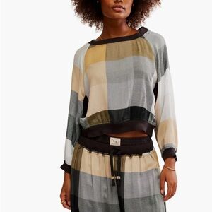 NWT Free People Intimately Sugar Cookie Flannel Sweatshirt, Women’s Size Large
